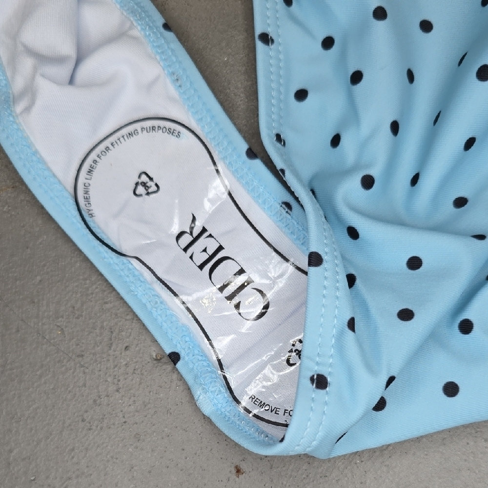 [NWT]  Asymmetrical Neck Polka Dot Bowknot One Piece Swimsuit  SIZE S - Picture 6 of 14